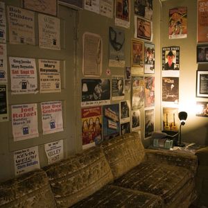 Interior of the artist Green Room at The Blue Door