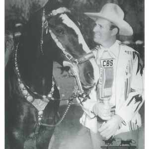 Gene Autry and his horse perform on the Doublemint's Melody Ranch set.