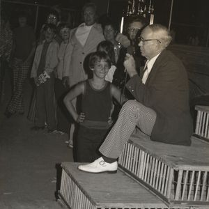 Albert introduces his family at the Brumley Gospel Sing in 1974