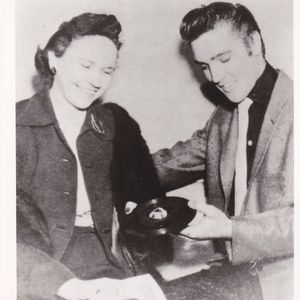 Mae Boren Axton with Elvis Presley when their hit "Heartbreak Hotel" went gold.