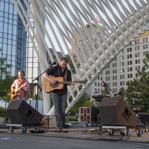 John Fullbright performing on the Great Lawn at the Myriad Botanical Gardens