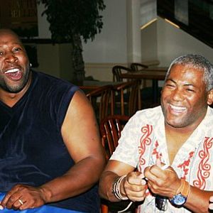 Wayman Tisdale & Jonathan Butler at a CD release party at the AllStar Rendezvous Concert in 2006