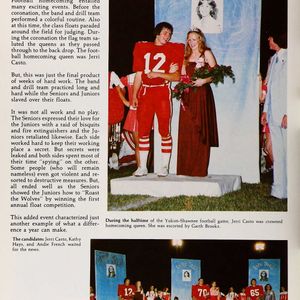 Wearing #12, Garth Brooks escorts homecoming queen, Jerri Casto, during half time of the Yukon-Shawnee football game in the fall of 1980, Brooks' senior year of high school. 