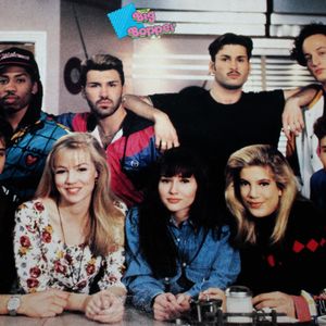 Color Me Badd, pictured with the cast of "Beverly Hills: 90210," after starring as themselves on an episode called, "Things To Do On a Rainy Day." 