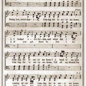 "Swing Low, Sweet Chariot," written by Wallace Willis, appears in the Jubilee Singers songbook.