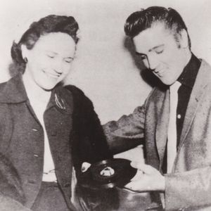 Mae Boren Axton with Elvis Presley when their hit "Heartbreak Hotel" went gold.