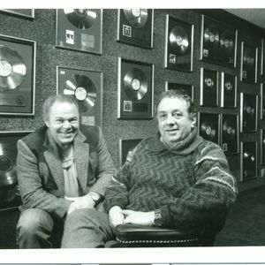 Roy Clark and Jim Halsey pose for a photo in Tulsa.