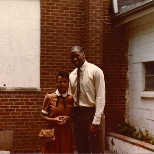 Wayman Tisdale and his wife Regina outside of Friendship Baptist Church in Tulsa, Oklahoma in 1981