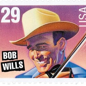 The King of Western Swing, Bob Wills, is featured on this U.S. postage stamp.