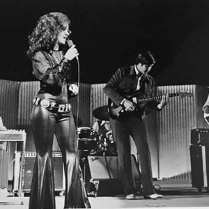 Jody Miller and her band on stage in Dallas in 1972