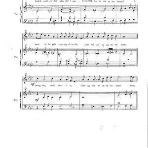 Arrangement of "Swing Low, Sweet Chariot," written by Wallace Willis, page two.