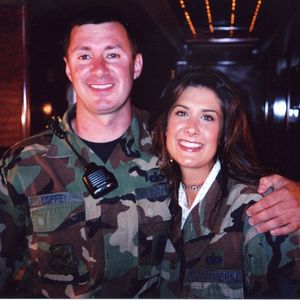 Kellie Coffey pictured with a member of the United States Armed Forces