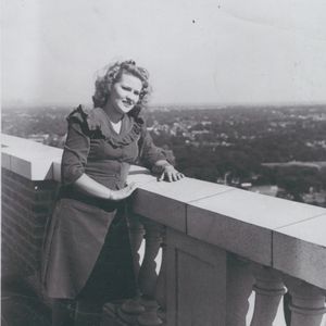 Patti Page, whose real name was Clara Ann Fowler, looks over the Tulsa skyline from the National Bank Building.