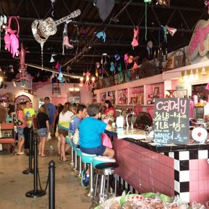 Shoppers sit at the old-fashioned soda fountain inside the Pink Pistol in Tishomingo, owned by Miranda Lambert and Blake Shelton.