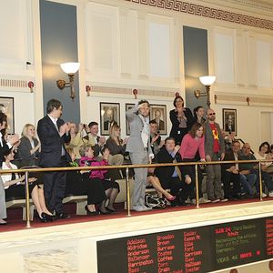 The Flaming Lips receive applause in the Oklahoma State Capitol. 