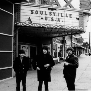 L to R. Jimmy Karstein, Tulsa, Jesse Ed Davis, and Donald “Duck” Dunn in Memphis in front of Stax Record Company ca. 1968.