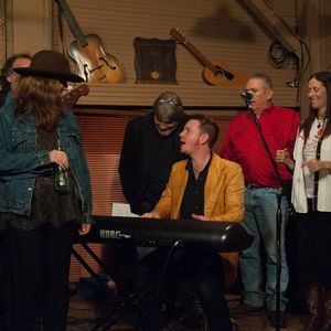Oklahoma musicians including Peggy Johnson, Don Morris, Susan Herndon, Tom Skinner, John Fullbright, Joe Baxter and Monica Taylor perform at the annual Woody Guthrie Tribute concert at The Blue Door in 2014