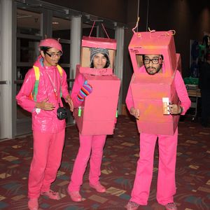 Fans dressed up as pink robots to see The Flaming Lips live in concert.