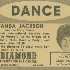 A poster advertises Wanda Jackson in concert at the Diamond Entertainment Center.