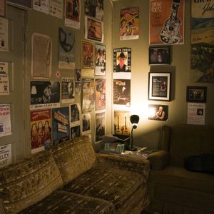 Interior of the artist Green Room at The Blue Door