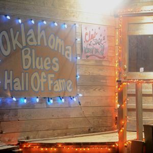 The Oklahoma Blues Hall of Fame is adjacent to D.C. Minner's home in Rentiesville and contains photos of those selected to be a part of the group.