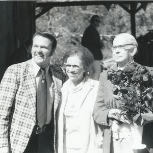 Albert Brumley (right) and his wife Goldie with Jerry Goff at Hill & Hollow