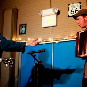 Kevin Welch and John Fullbright onstage playing the song "Jersey Devil" at The Blue Door in 2009. 