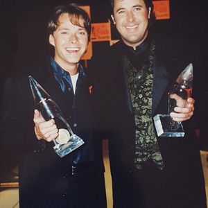 Bryan White with Vince Gill at the 1996 CMA Awards at The Opry House in Nashville, TN.

Bryan won the Horizon Award and Vince Gill won Top Male Vocalist