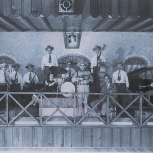 Bob Wills and the Texas Playboys on stage. 