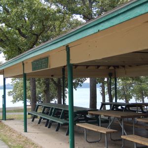 Picnic with your group at the covered shelter at Cherokee Park-Lakeside.
