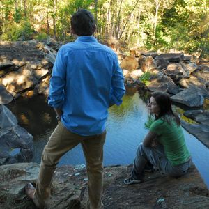 Rest on the rocks at Clayton Lake State Park. Photo by Kim Baker.