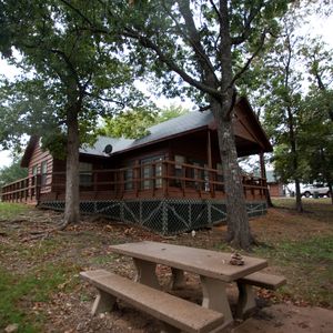 Spend the night inside the comfort of a resort cabin at Hugo Lake State Park. Photo by Rebekah Workman.
