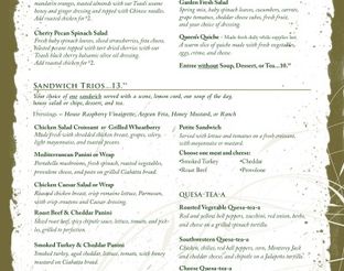 Inspirations Tea Room Menu