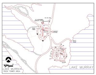 View Map of Lake Murray Rock Tower Campground