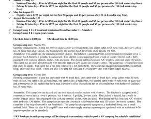 View Group Camp Descriptions & Rates
