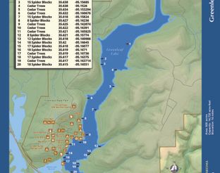 Greenleaf Lake Map with Fishing Attractors
