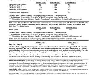 RCSP Cabin & Lodge Room Rates