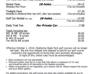 Cedar Creek Golf Course Rates