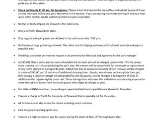 Cabin Rules and Regulations