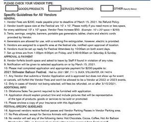 2021 Vendor Application Form