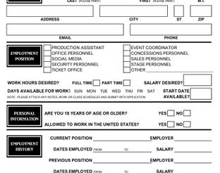 Application For Employment Form