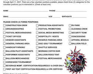 2021 Volunteer Sign-up Form