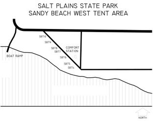 View the Salt Plains Sandy Beach West Tent Area map.