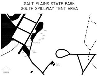 View the South Spillway Tent Area map.
