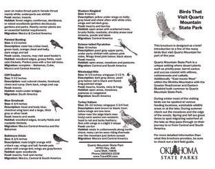 Migratory Bird Map for Quartz Mountain State Park.