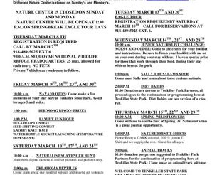 Spring Break Activities 2018 - Driftwood Nature Center