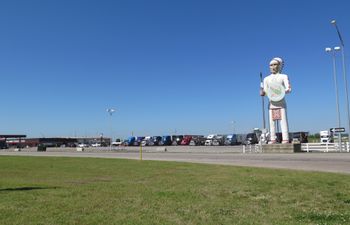 Standing Brave statue located in Big Cabin, Oklahoma where Jana Jae would take childhood vacations