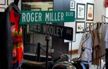 Street sign in the Roger Miller Museum honoring the town of Erick's favorite sons. 