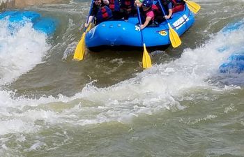 Riding the rapids at Riversport Adventure. 