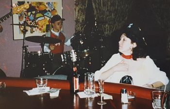 Bryan White playing drums at a restaurant/club on the West side of OKC in 1991. This was one of Bryan's first house gigs with a band. 